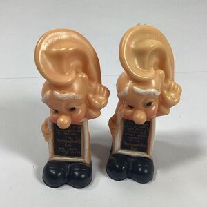 Vtg Sympathetic Ear Salt Pepper Shakers Anthropomorphic Plastic